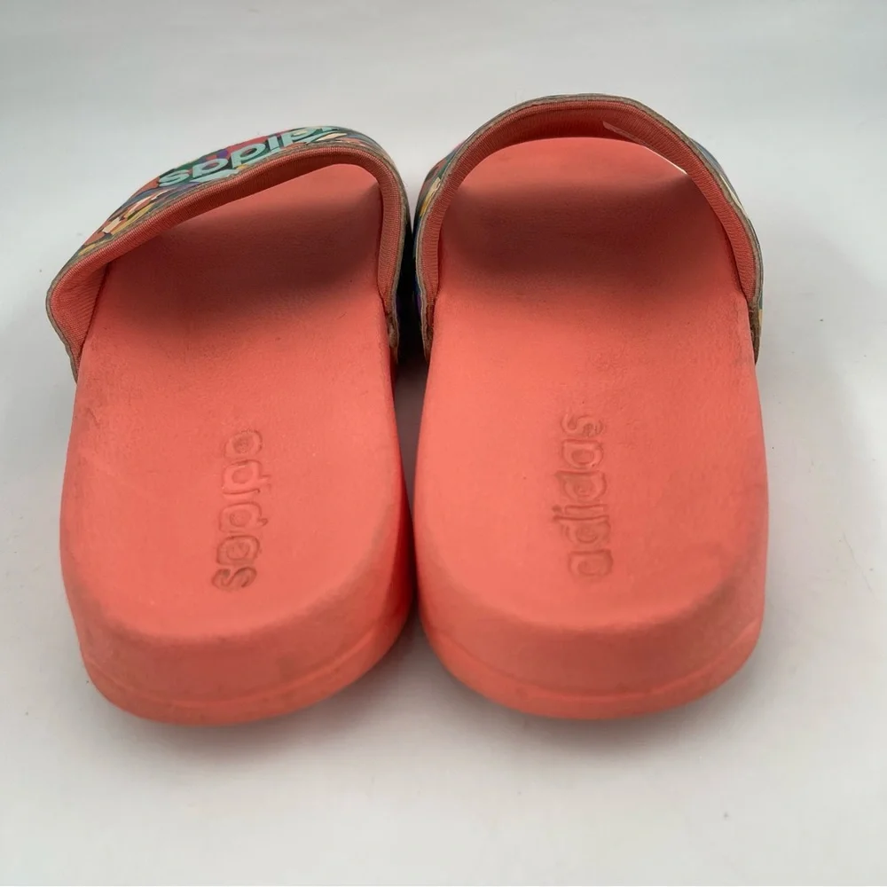 Adidas Kids Adilette Orange & Floral - SZ 3Y - Shower/Pool Slip-On Slide Sandal